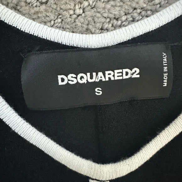 Dsquared2 Black White Piped Fit & Flare Dress Sz S Made in Italy - Picture 10 of 15